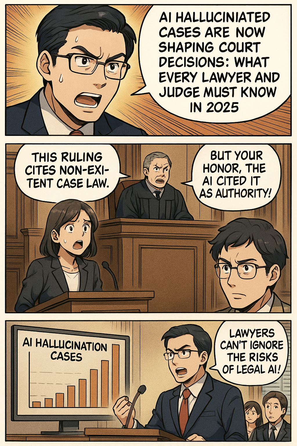 Cartoon of hallucinated cases. Source: https://www.thetechsavvylawyer.page/blog/2025/7/7/mtc-ai-hallucinated-cases-are-now-shaping-court-decisions-what-every-lawyer-legal-professional-and-judge-must-know-in-2025